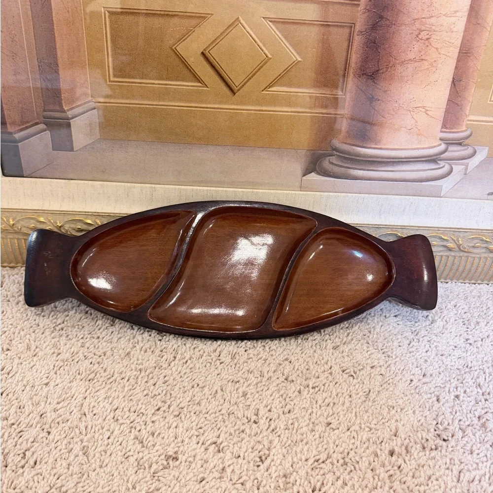 Vintage hand carved mahogany serving Tray